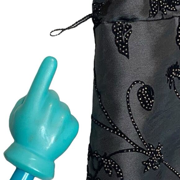 Beaded Embroidery Satin Velvet Evening Jacket XL Formal Party Dark Elegance Y2K - Picture 8 of 9